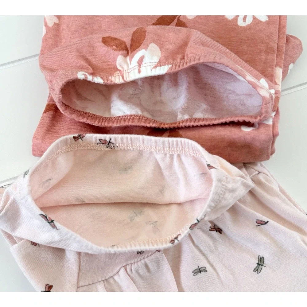 Carters Baby Girl Sleeper Gown Set 3 Months 100% Cotton Pink Floral Dragonfly